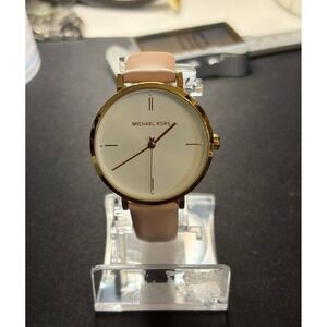 Michael Kors Pyper Watch Women Pink Gold Tone Leather Strap MK-7102